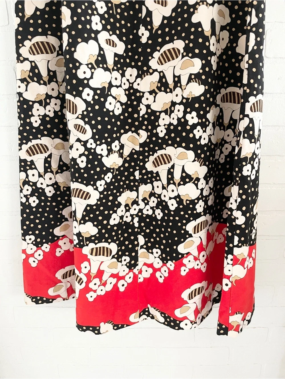 Vintage Holt Renfrew Italy Cotton Mod Botanical Maxi Skirt Editorial Size L - Picture 6 of 16